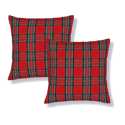Tartan Plaid Decorative Throw Pillow Covers (Set of 2)
