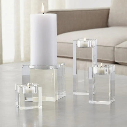 Crystal Glass Cuboid Candle Holders