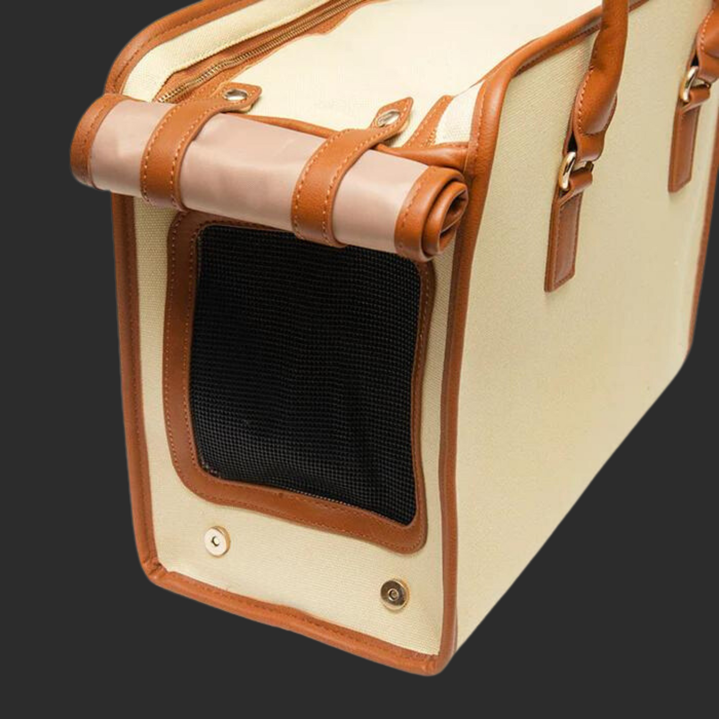 Classic Two-Tone Canvas Pet Carrier Bag